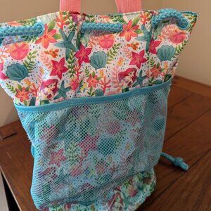 Disney Store The Little Mermaid Ariel Water Resistant Drawstring Pool/Beach Bag